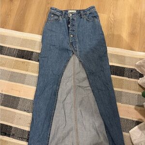 Free People Blue Denim Maxi Skirt